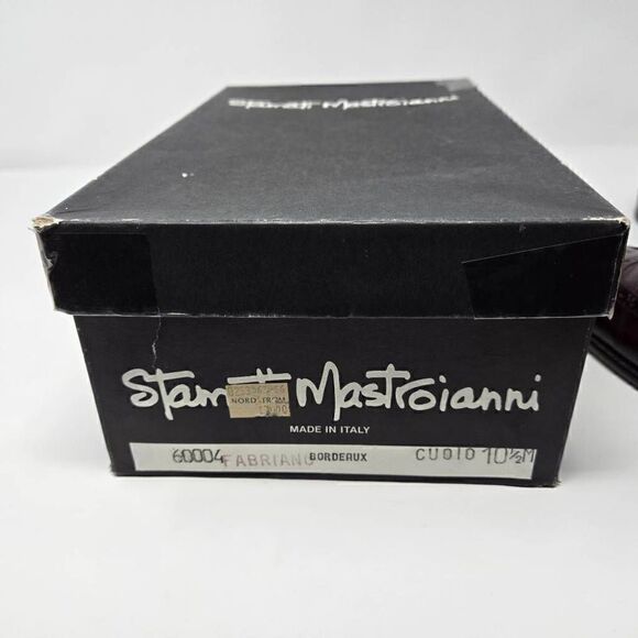 STAMATI MASTROIANNI ITALY BURGUNDY PATENT DEERSKIN WINGTIP OXFORDS MENS 10.5 - Picture 2 of 10